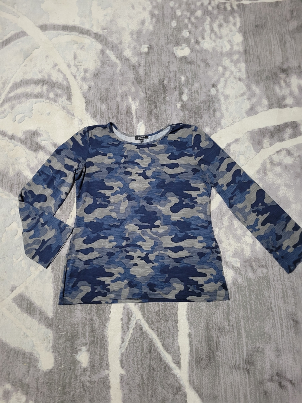 Isca Blue Camouflage Long Sleeve Shirt Size L